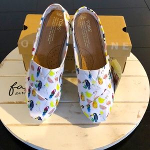 TOMS Classic Printed Parrots (Rare), New, 6.5